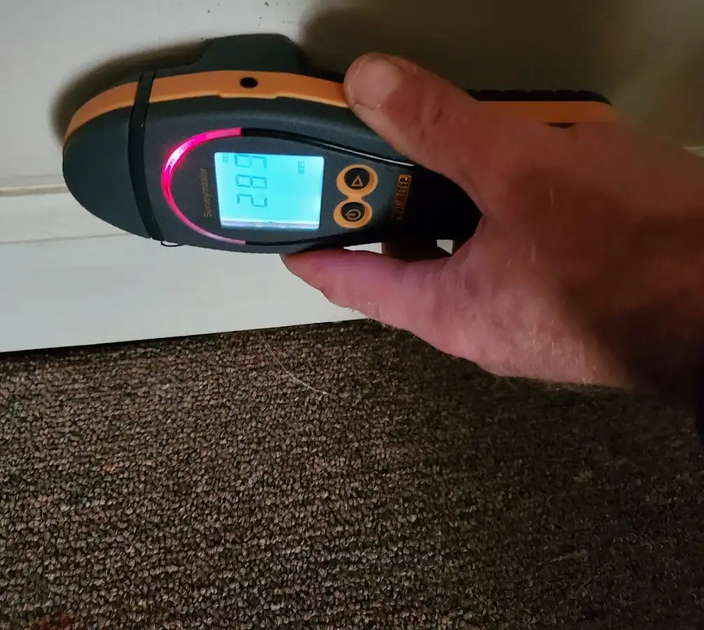 Moisture detection at baseboard during Sewage Cleanup & Sanitation in Rocklin